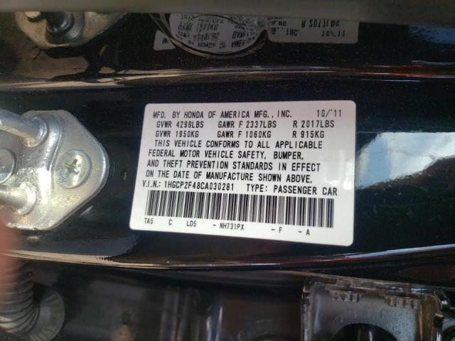 Photo 10 from auction – 2012 HONDA ACCORD LXP with VIN 1HGCP2F48CA030281