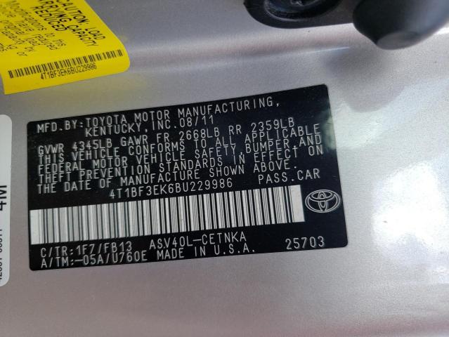 Photo 10 from auction – 2011 TOYOTA CAMRY with VIN 4T1BF3EK6BU229986