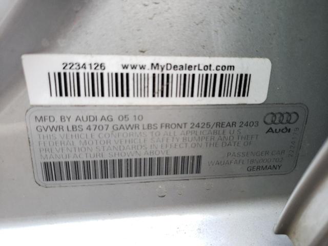 Photo 10 from auction – 2011 AUDI A4 PREMIUM with VIN WAUAFAFL1BN000702