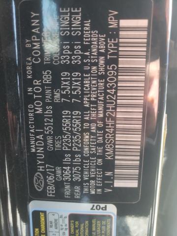 Photo 10 from auction – 2017 HYUNDAI SANTA FE S with VIN KM8SR4HF2HU243095