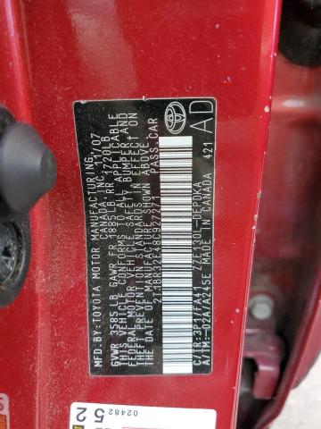 Photo 10 from auction – 2008 TOYOTA COROLLA CE with VIN 2T1BR32E48C927271