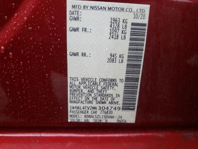 Photo 10 from auction – 2021 NISSAN ALTIMA SR with VIN 1N4BL4CV2MN304749
