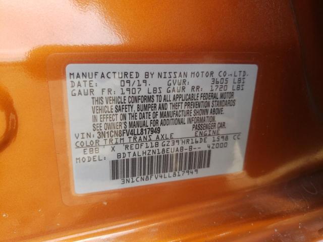 Photo 10 from auction – 2020 NISSAN VERSA SR with VIN 3N1CN8FV4LL817949