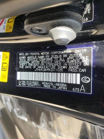 Photo 10 from auction – 2019 LEXUS UX 250H with VIN JTHU9JBH9K2011035