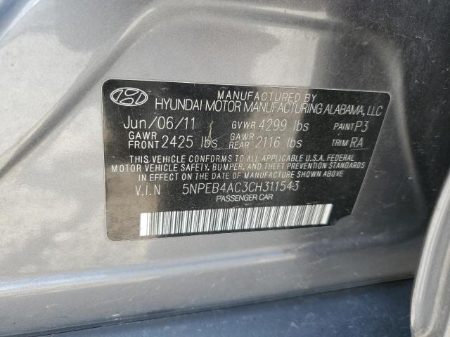 Photo 10 from auction – 2012 HYUNDAI SONATA GLS with VIN 5NPEB4AC3CH311543