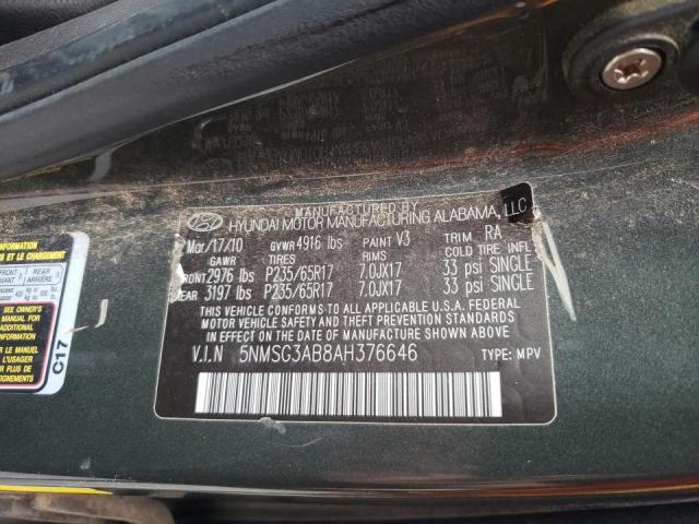 Photo 10 from auction – 2010 HYUNDAI SANTA FE G with VIN 5NMSG3AB8AH376646