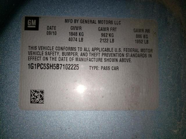Photo 10 from auction – 2011 CHEVROLET CRUZE LS with VIN 1G1PC5SH5B7102225