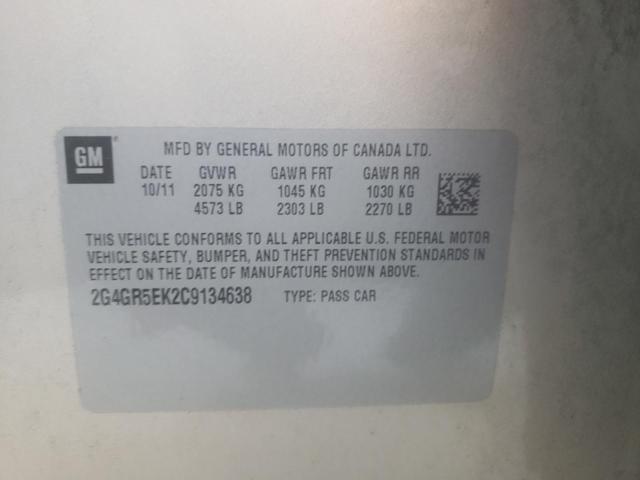 Photo 10 from auction – 2012 BUICK REGAL with VIN 2G4GR5EK2C9134638