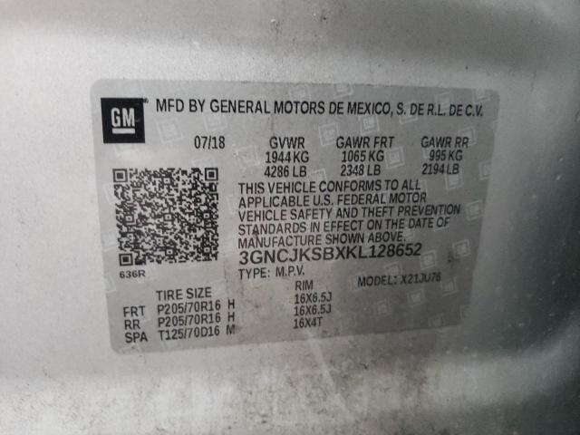 Photo 10 from auction – 2019 CHEVROLET TRAX LS with VIN 3GNCJKSBXKL128652