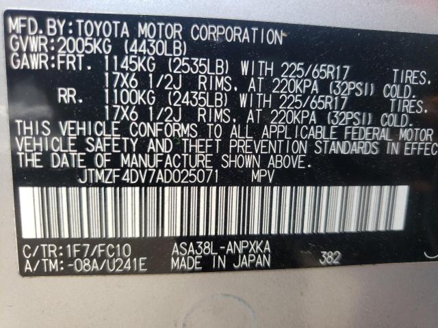 Photo 10 from auction – 2010 TOYOTA RAV4 with VIN JTMZF4DV7AD025071