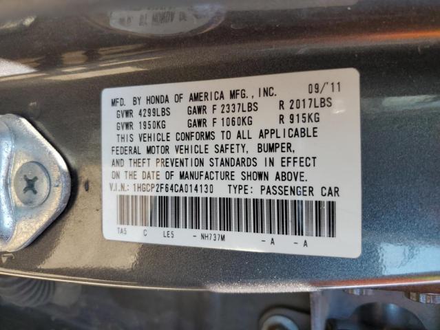 Photo 10 from auction – 2012 HONDA ACCORD SE with VIN 1HGCP2F64CA014130