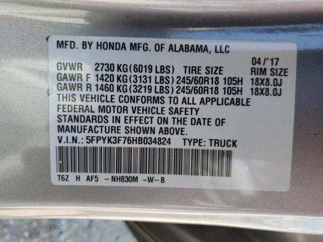 Photo 10 from auction – 2017 HONDA RIDGELINE with VIN 5FPYK3F76HB034824