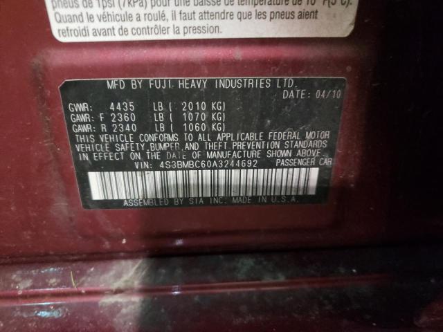 صورة رقم 10 من المزاد - 2010 SUBARU LEGACY 2.5 مع VIN 4S3BMBC60A3244692