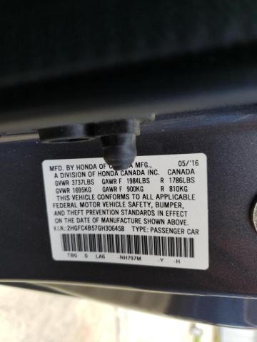 Photo 10 from auction – 2016 HONDA CIVIC LX with VIN 2HGFC4B57GH306458