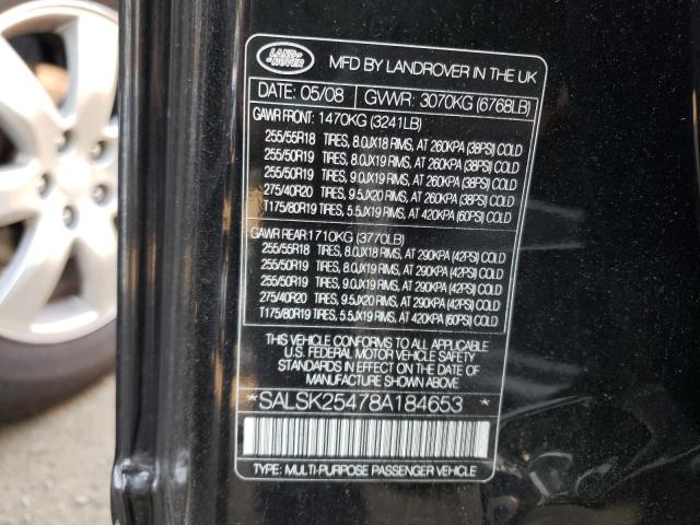 Photo 10 from auction – 2008 LAND ROVER RANGE ROVE with VIN SALSK25478A184653