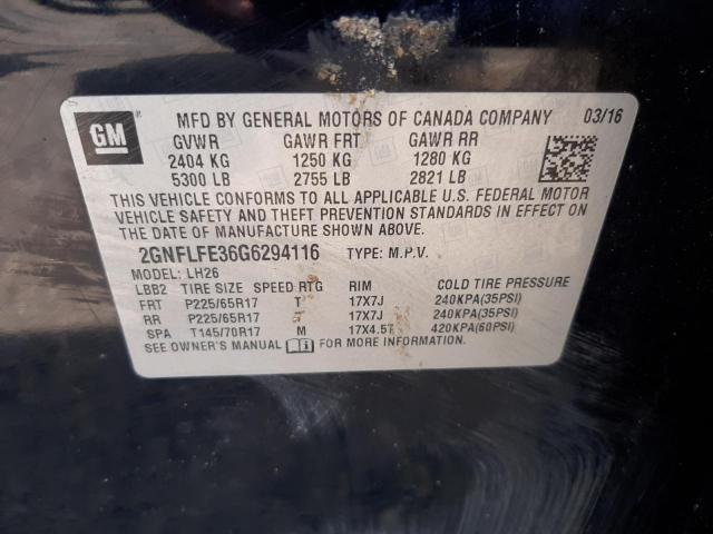 Photo 10 from auction – 2016 CHEVROLET EQUINOX LT with VIN 2GNFLFE36G6294116