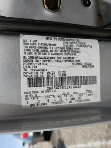 Photo 10 from auction – 2002 MERCURY GRAND MARQ with VIN 2MEFM75W32X618601