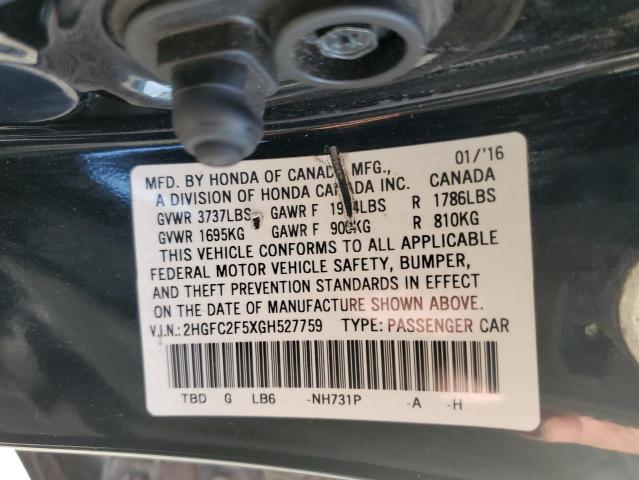 Photo 10 from auction – 2016 HONDA CIVIC LX with VIN 2HGFC2F5XGH527759