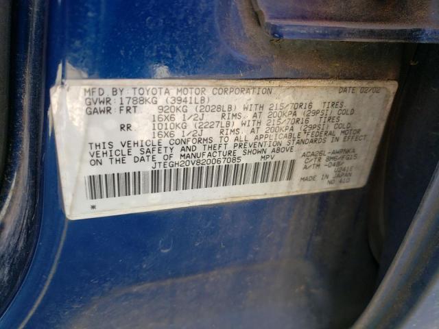 Photo 10 from auction – 2002 TOYOTA RAV4 with VIN JTEGH20V820067085