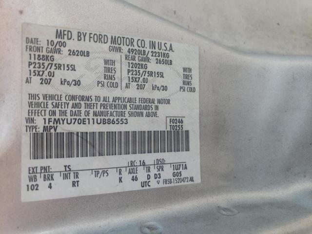 Photo 10 from auction – 2001 FORD EXPLORER S with VIN 1FMYU70E11UB86553