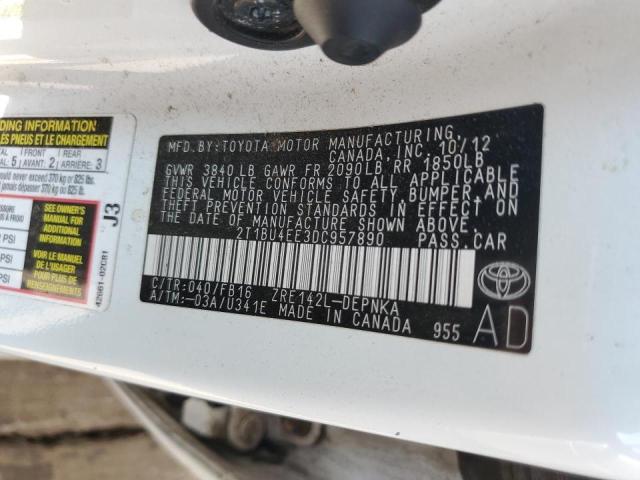 Photo 10 from auction – 2013 TOYOTA COROLLA BA with VIN 2T1BU4EE3DC957890