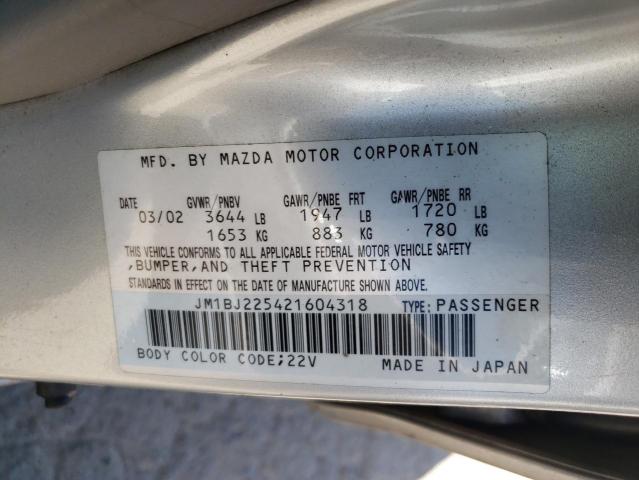 Photo 10 from auction – 2002 MAZDA PROTEGE DX with VIN JM1BJ225421604318