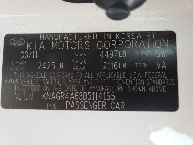 Photo 10 from auction – 2011 KIA OPTIMA SX with VIN KNAGR4A63B5114155