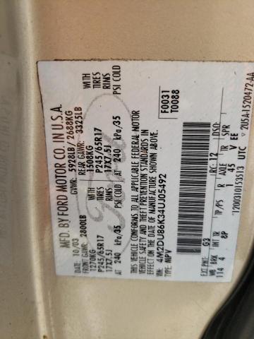 Photo 10 from auction – 2004 MERCURY MOUNTAINEE with VIN 4M2DU86K34UJ05492