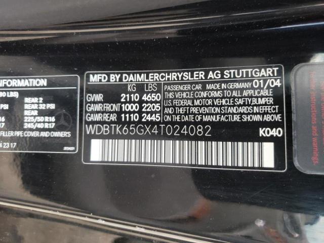 Photo 10 from auction – 2004 MERCEDES-BENZ CLK 320 with VIN WDBTK65GX4T024082