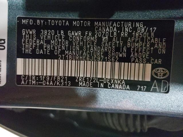 Photo 10 from auction – 2018 TOYOTA COROLLA L with VIN 2T1BURHE6JC971562