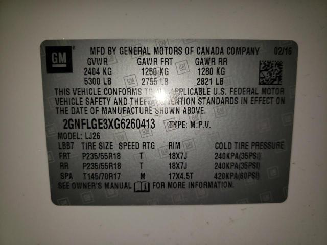 Фото 10 с аукциона – 2016 CHEVROLET EQUINOX LT с VIN 2GNFLGE3XG6260413