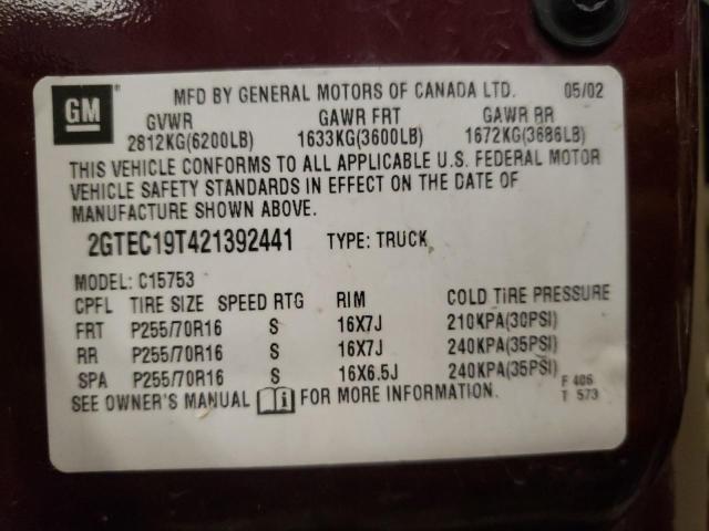 Photo 10 from auction – 2002 GMC NEW SIERRA with VIN 2GTEC19T421392441