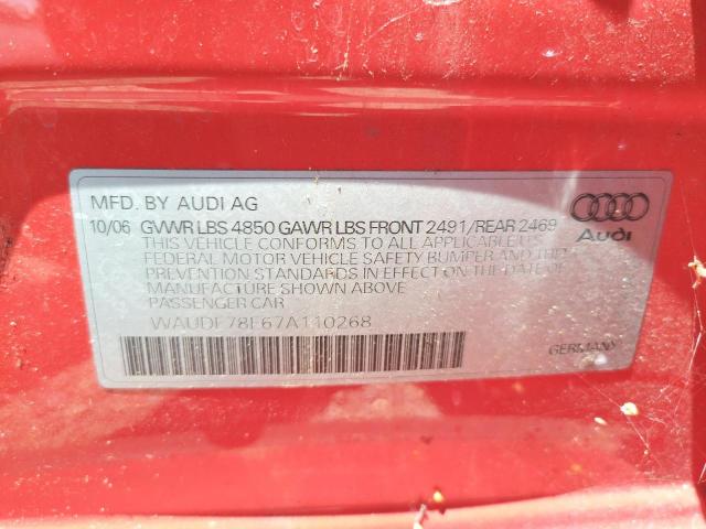 Photo 10 from auction – 2007 AUDI A4 2.0T QU with VIN WAUDF78E67A110268
