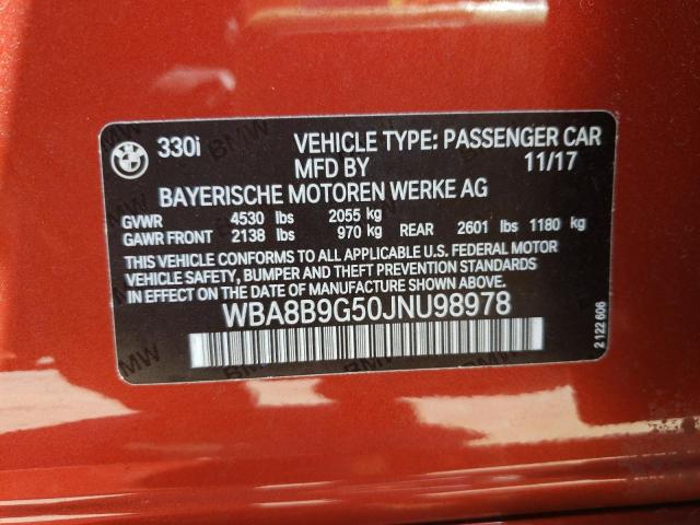 Photo 10 from auction – 2018 BMW 330 I with VIN WBA8B9G50JNU98978