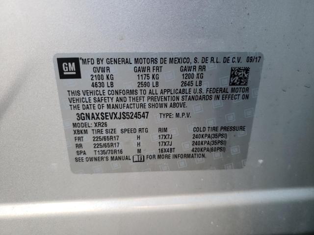 Photo 10 from auction – 2018 CHEVROLET EQUINOX LT with VIN 3GNAXSEVXJS524547