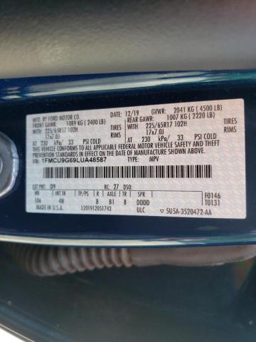 Photo 10 from auction – 2020 FORD ESCAPE SE with VIN 1FMCU9G69LUA48587