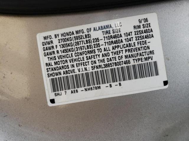 Photo 10 from auction – 2007 HONDA ODYSSEY TO with VIN 5FNRL38857B007466