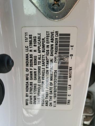 Photo 10 from auction – 2012 HONDA CIVIC EX with VIN 19XFB2F87CE318724