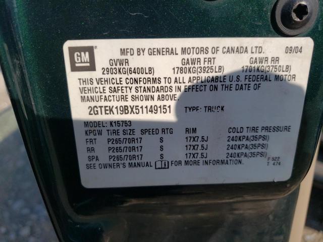Photo 10 from auction – 2005 GMC NEW SIERRA with VIN 2GTEK19BX51149151