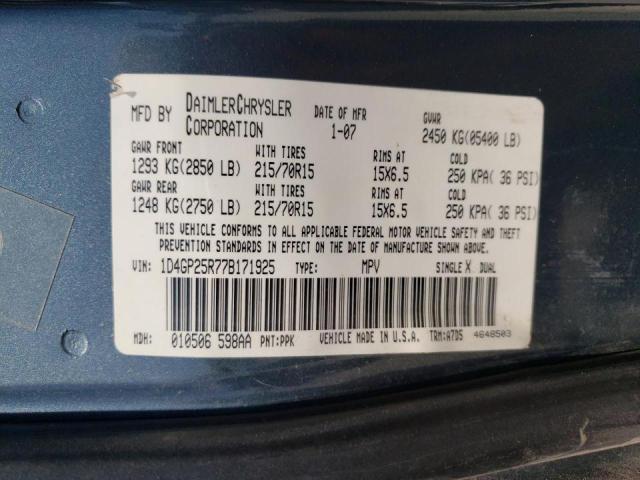 Photo 10 from auction – 2007 DODGE CARAVAN SE with VIN 1D4GP25R77B171925