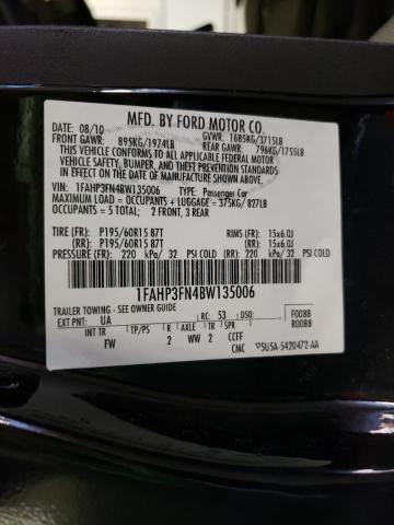 Photo 10 from auction – 2011 FORD FOCUS SE with VIN 1FAHP3FN4BW135006