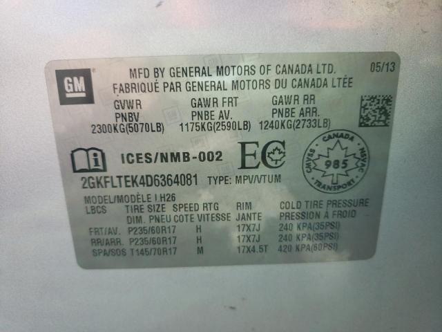 Photo 10 from auction – 2013 GMC TERRAIN SL with VIN 2GKFLTEK4D6364081