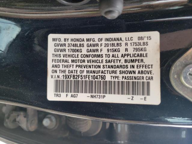 Photo 10 from auction – 2015 HONDA CIVIC LX with VIN 19XFB2F51FE104760