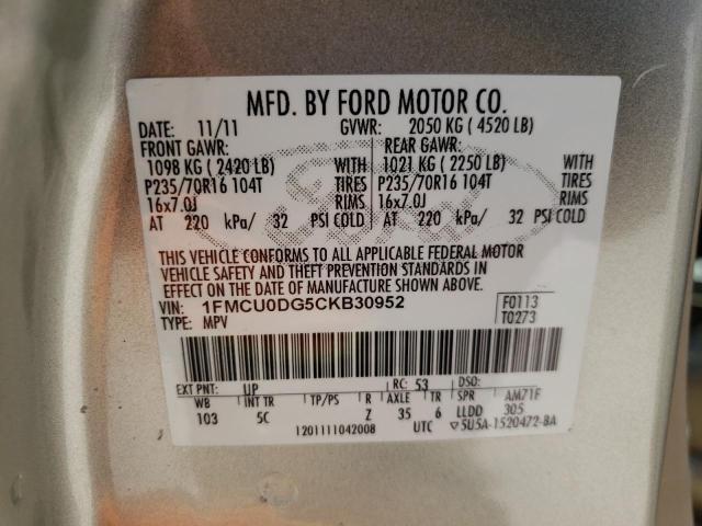 صورة رقم 10 من المزاد - 2012 FORD ESCAPE XLT مع VIN 1FMCU0DG5CKB30952