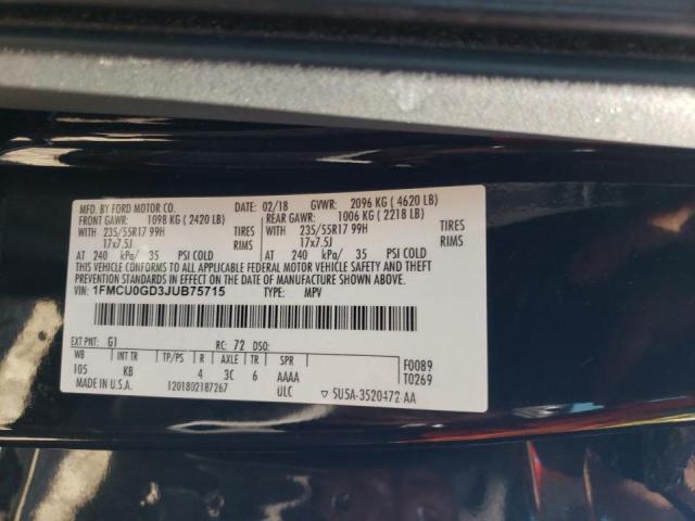 Photo 10 from auction – 2018 FORD ESCAPE SE with VIN 1FMCU0GD3JUB75715