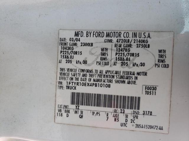 Photo 10 from auction – 2004 FORD RANGER with VIN 1FTYR10EX4PB10108