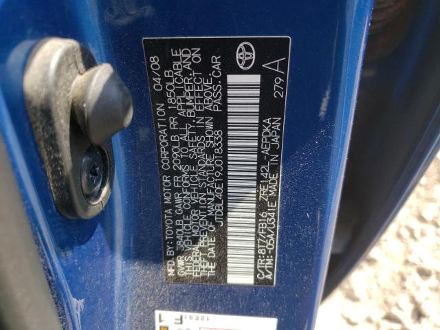Photo 10 from auction – 2009 TOYOTA COROLLA BA with VIN JTDBL40E19J018338