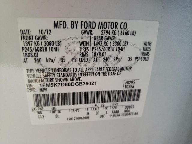 Photo 10 from auction – 2013 FORD EXPLORER X with VIN 1FM5K7D88DGB39021