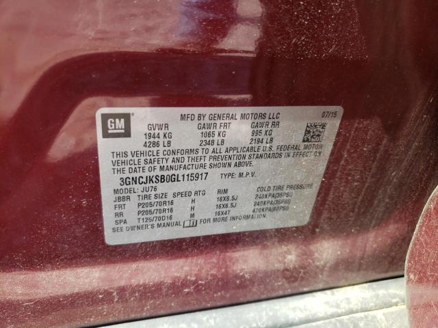 Photo 10 from auction – 2016 CHEVROLET TRAX LS with VIN 3GNCJKSB0GL115917
