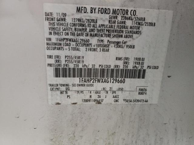Photo 10 from auction – 2010 FORD TAURUS LIM with VIN 1FAHP2FWXAG129660